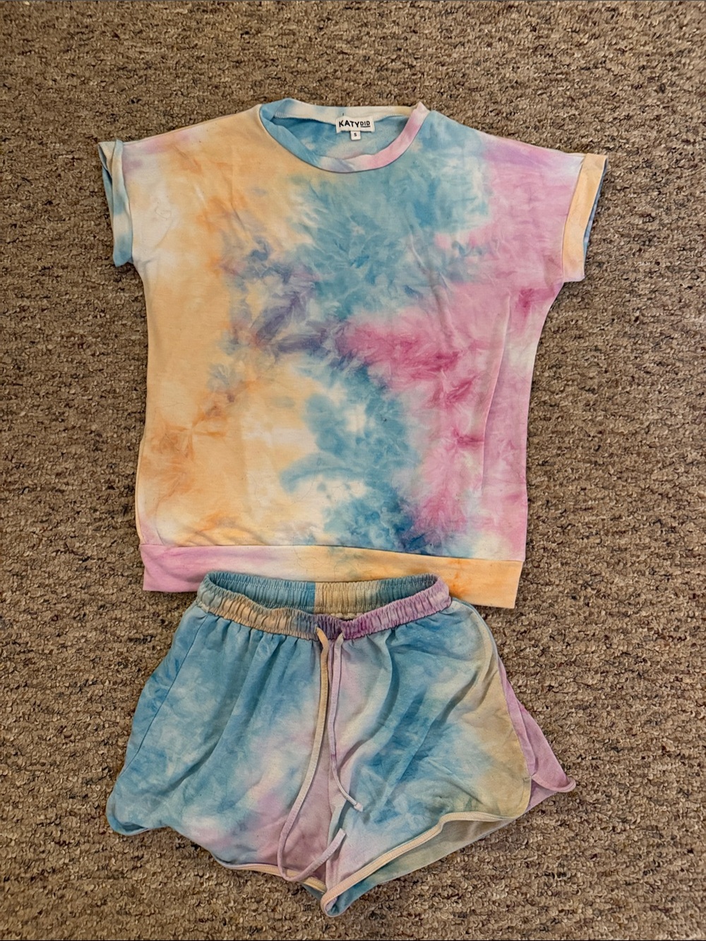 Pastel Tie-Dye Lounge Top and Shorts Set
